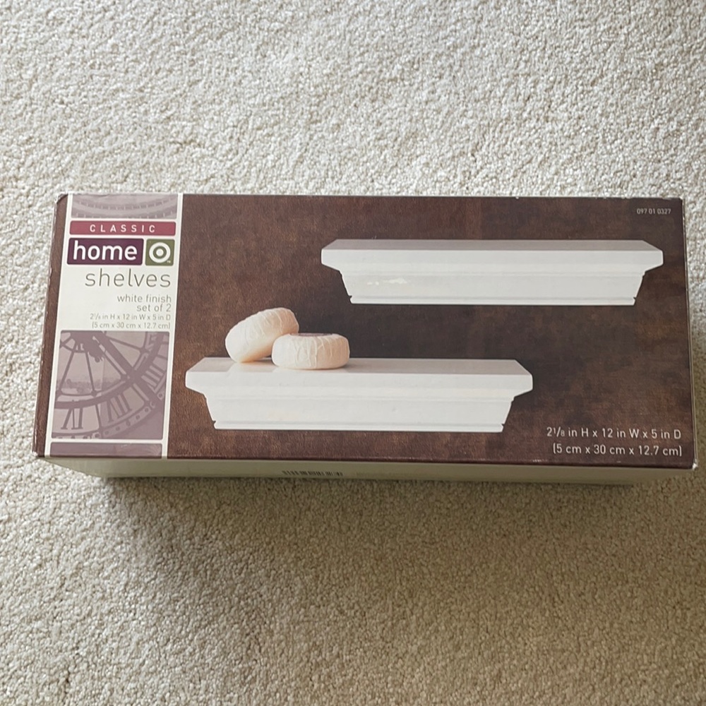 Brand new still in box Target set of white shelves